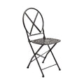 Foldable Metal Chair with Cross-Back Design and Perforated Seat