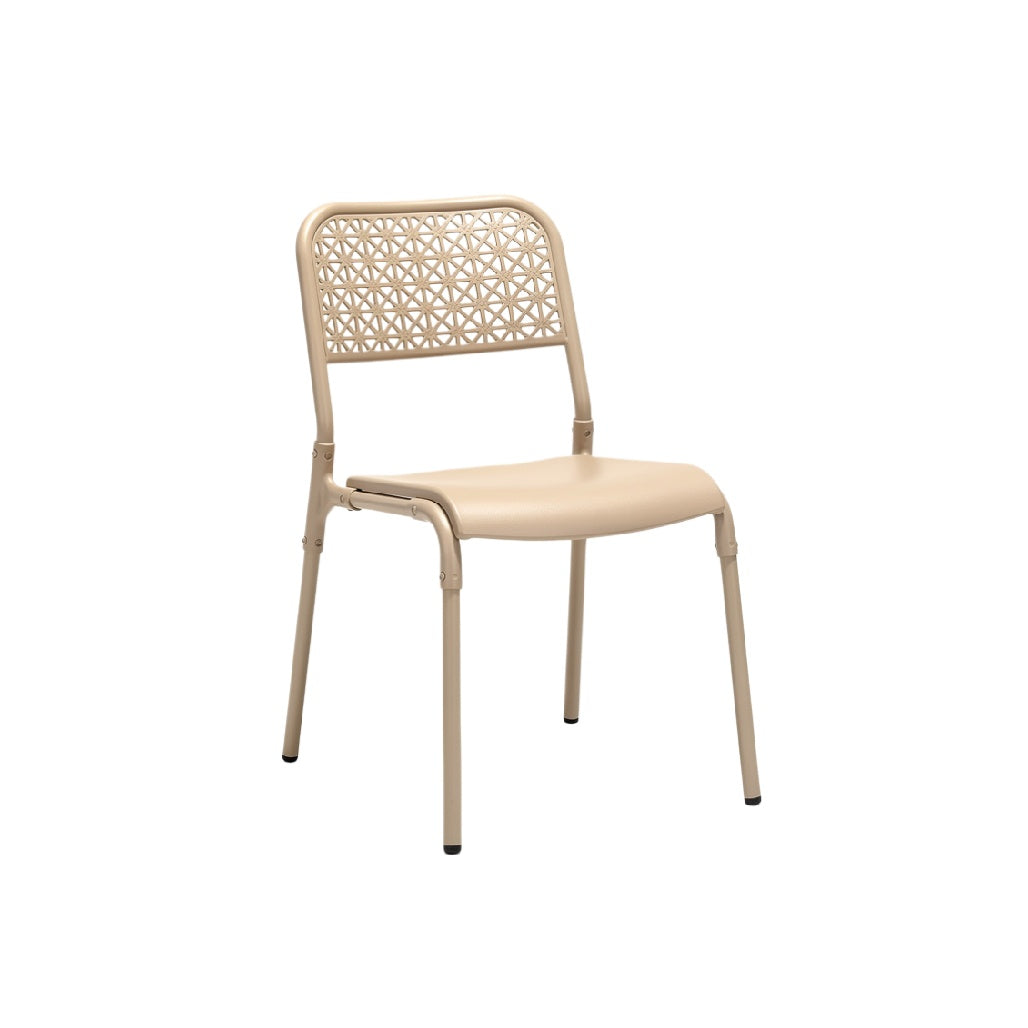 Modern Minimalist Beige Chair with Rattan Backrest Design